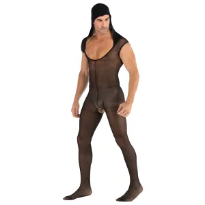 Men's Solid Color Hooded Jumpsuit Sexy Suit