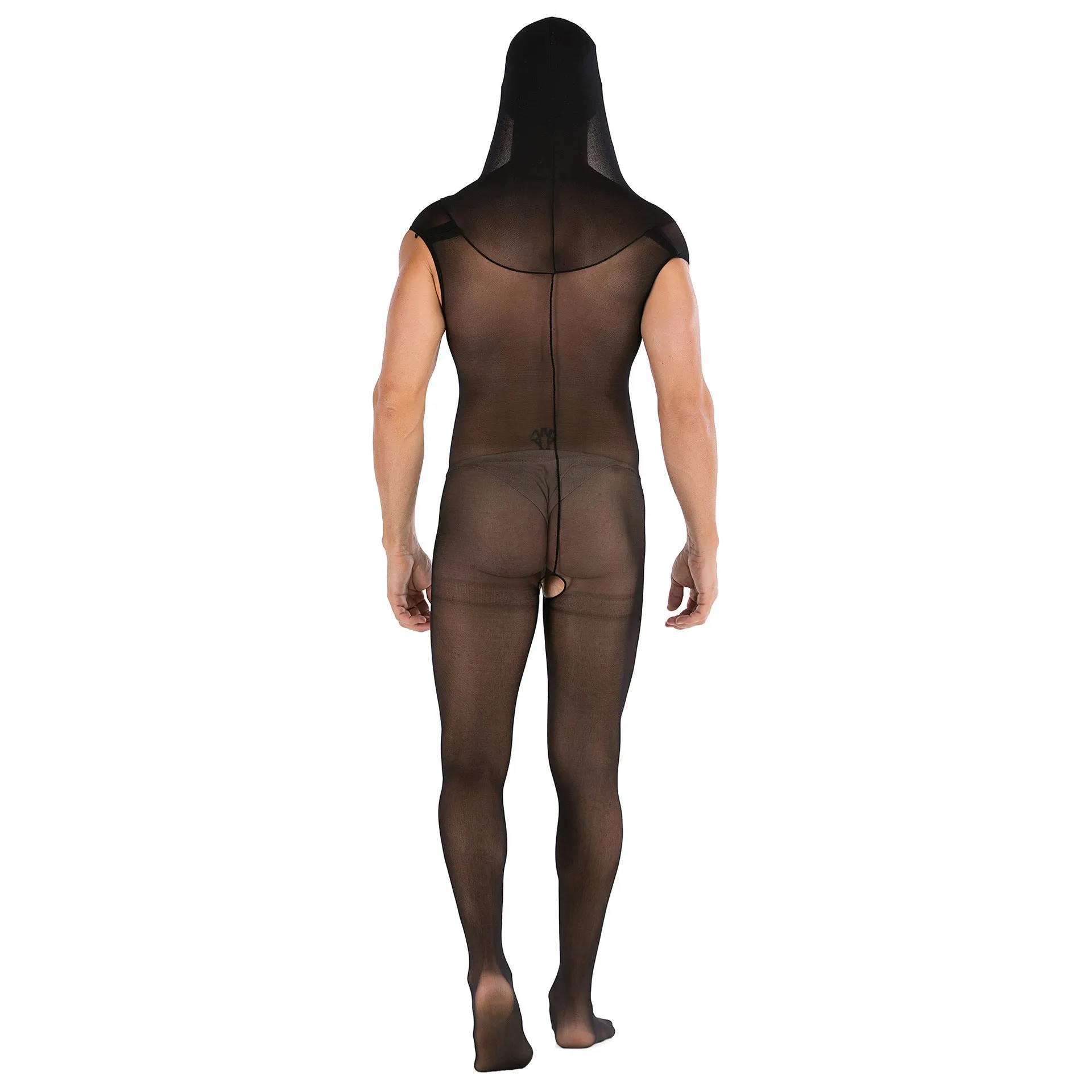 Men's Solid Color Hooded Jumpsuit Sexy Suit