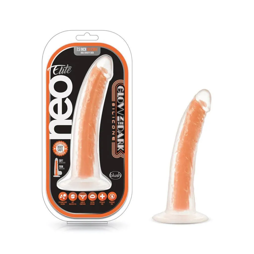 Neo Elite Glow in the Dark Realistic Silicone Dildo. 7.5