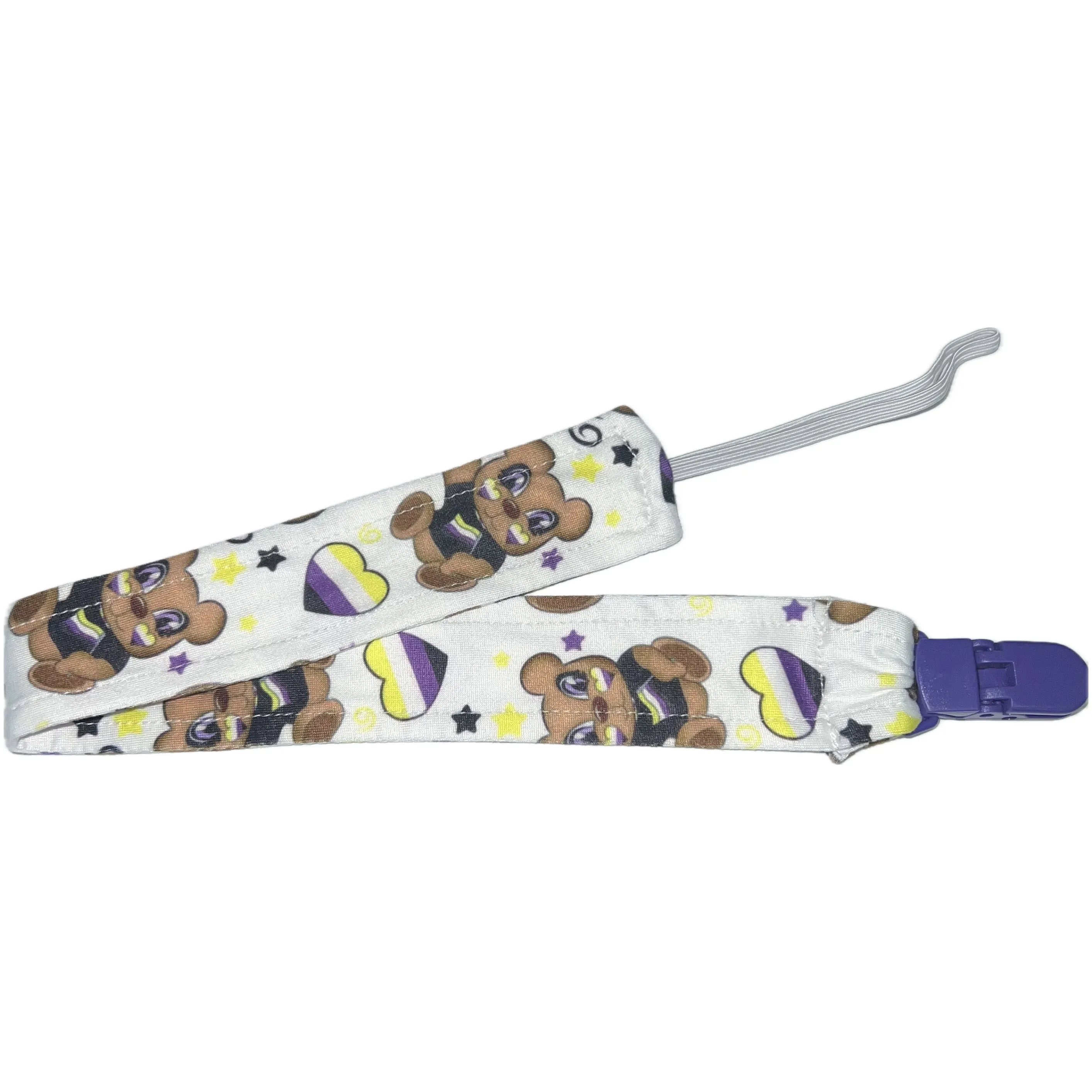 Non-Binary Bear Fabric Pacifier Clips - 17