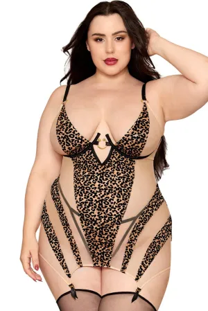Nude Leopard Garter Chemise