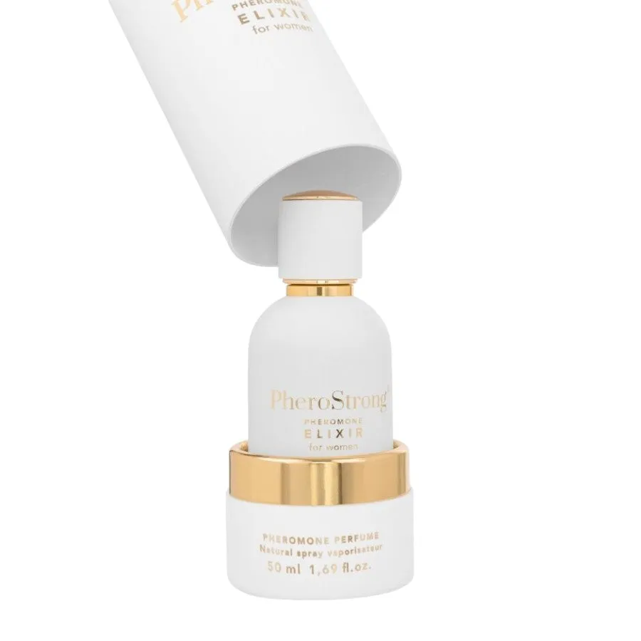 Parfum cu feromoni PHEROSTRONG Elixir. pentru femei. cu note de mosc alb. ambră și vanilie de Madagascar. alb. 50 ml