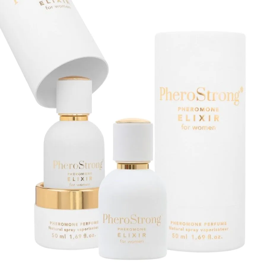 Parfum cu feromoni PHEROSTRONG Elixir. pentru femei. cu note de mosc alb. ambră și vanilie de Madagascar. alb. 50 ml