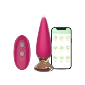 Plug anal vibrator CNT GUARD OFF Sweet Bomb Tappered. control prin aplicație. 9 funcții de vibrație. 12 cm. roz cu auriu