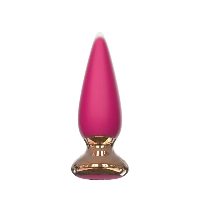 Plug anal vibrator CNT GUARD OFF Sweet Bomb Tappered. control prin aplicație. 9 funcții de vibrație. 12 cm. roz cu auriu