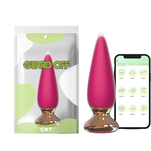 Plug anal vibrator CNT GUARD OFF Sweet Bomb Tappered. control prin aplicație. 9 funcții de vibrație. 12 cm. roz cu auriu