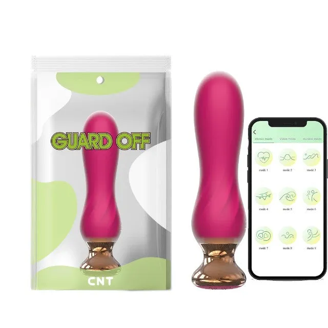 Plug anal vibrator CNT GUARD OFF Sweet Bomb Waving. control prin aplicație. 9 funcții de vibrație. 13 cm. roz cu auriu