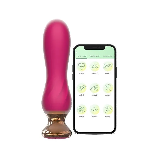 Plug anal vibrator CNT GUARD OFF Sweet Bomb Waving. control prin aplicație. 9 funcții de vibrație. 13 cm. roz cu auriu