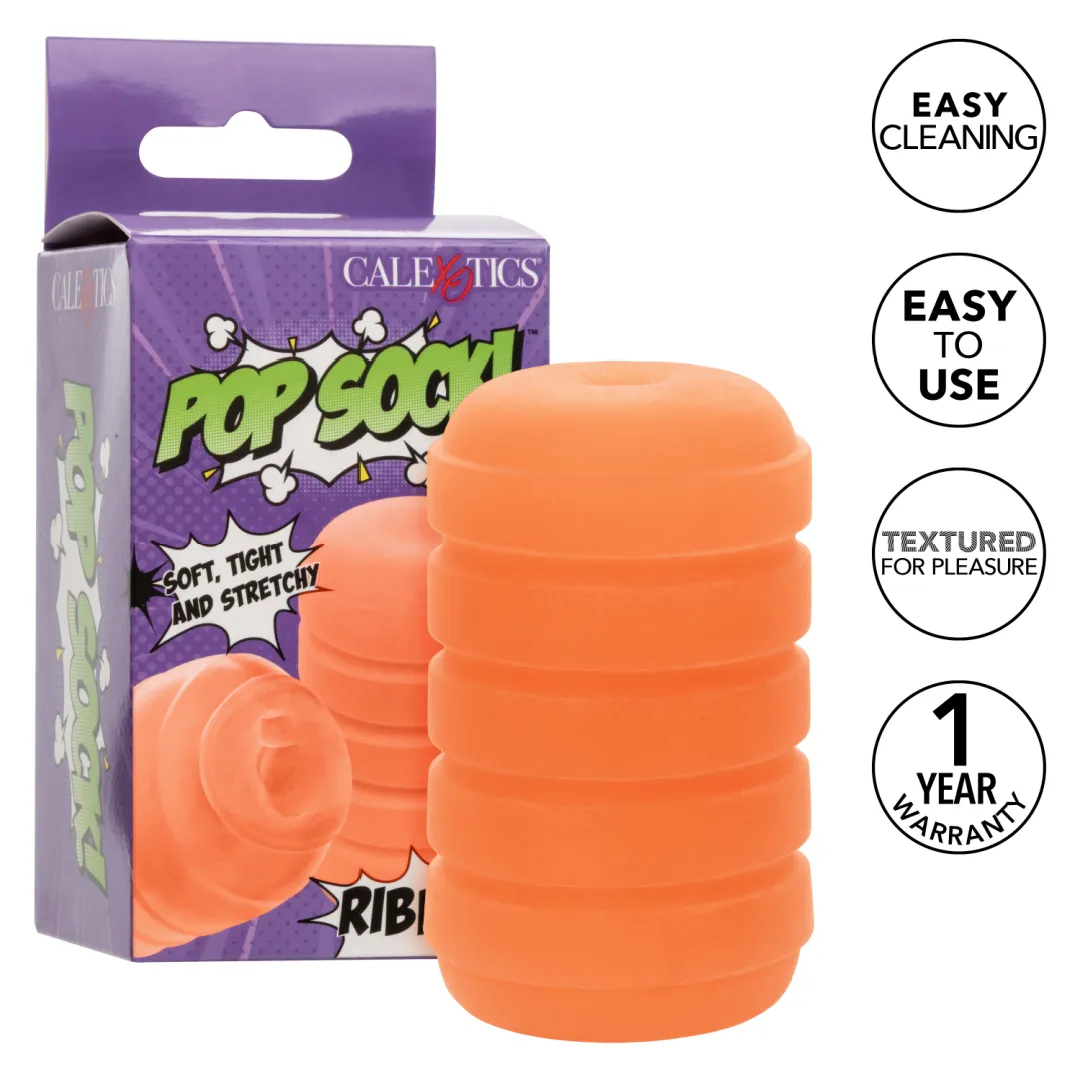 Pop Sock Ribbed Ultra Squishy Reversible Stroker - Orange