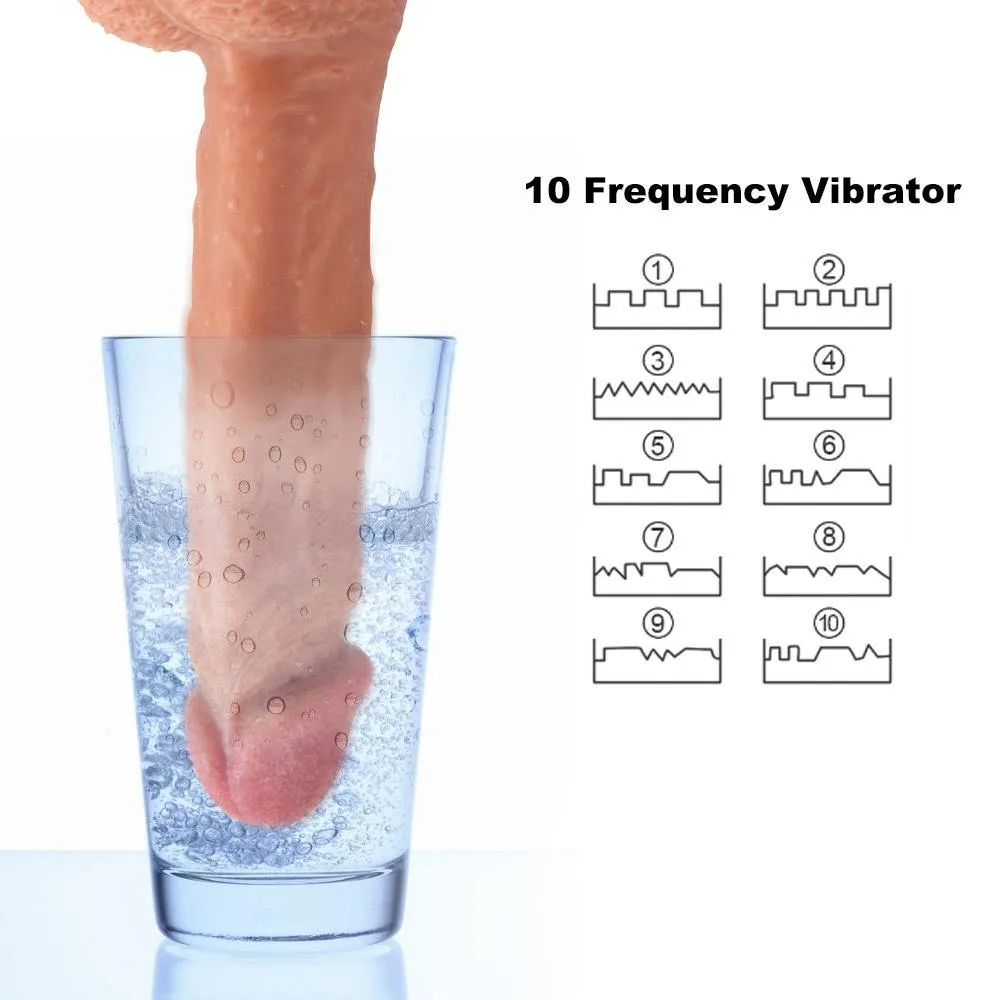 Powerful 10 Speeds Vibrating Dildo 8.43 Inch Realistic Penis