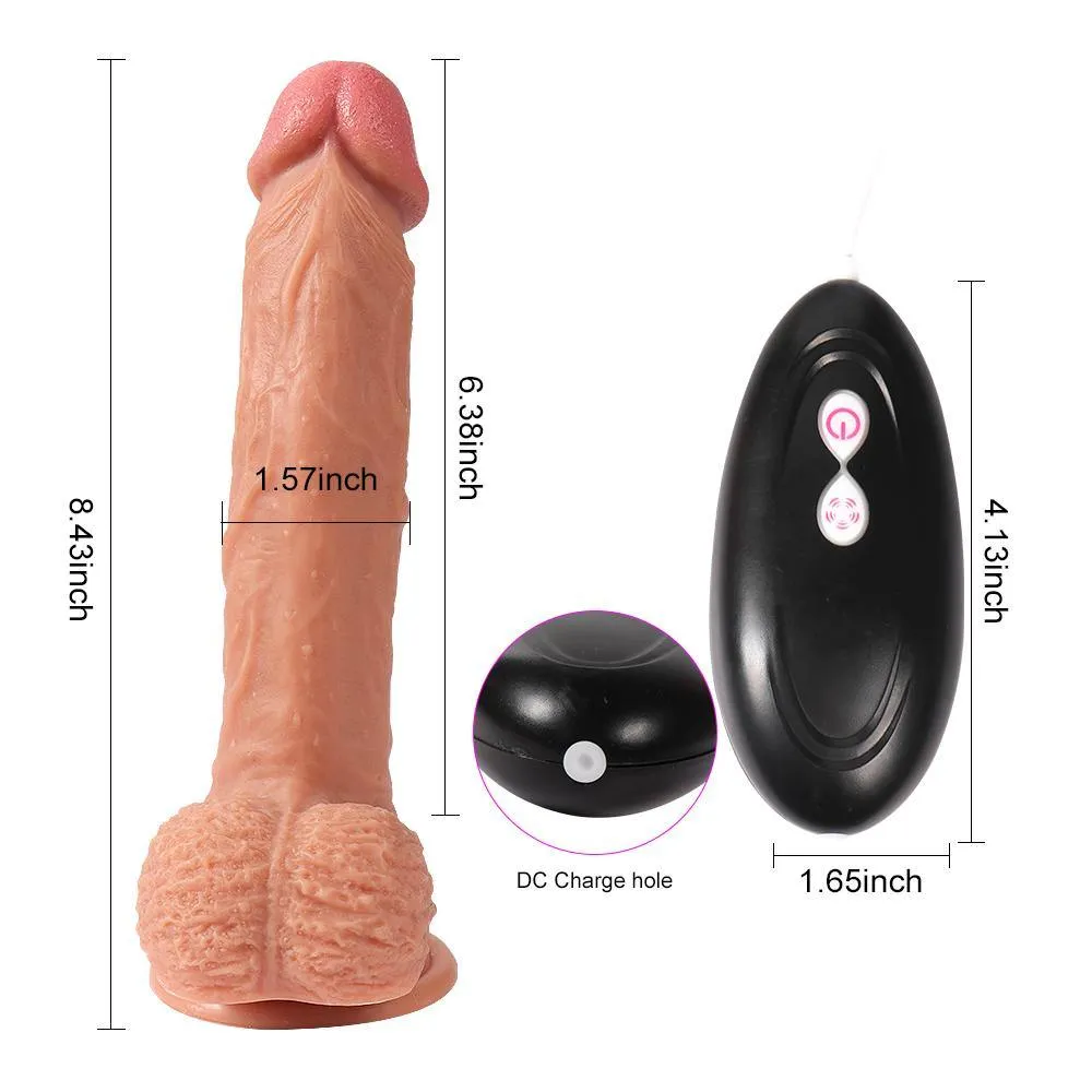 Powerful 10 Speeds Vibrating Dildo 8.43 Inch Realistic Penis