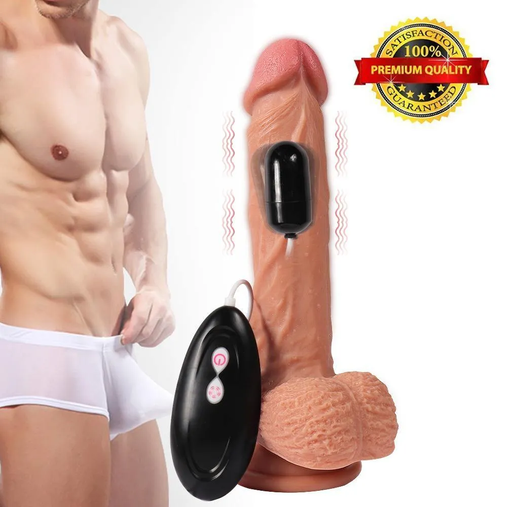 Powerful 10 Speeds Vibrating Dildo 8.43 Inch Realistic Penis