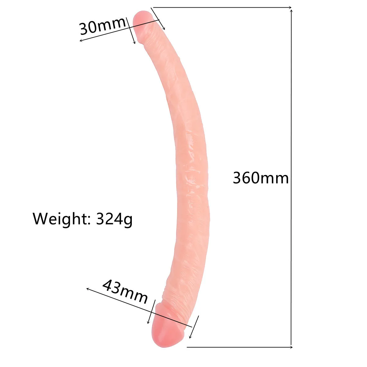 Realistic Double Ended Dildo Adult Toy Lesbian. 14.17 Inch Double Sided Dildos for Women. Waterproof Flexible Double Dong with Curved Shaft for Vaginal G-spot and Anal Play