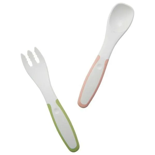 Richell - T.L.I Stage 3 Baby Self Feeding Spoon and Fork Set
