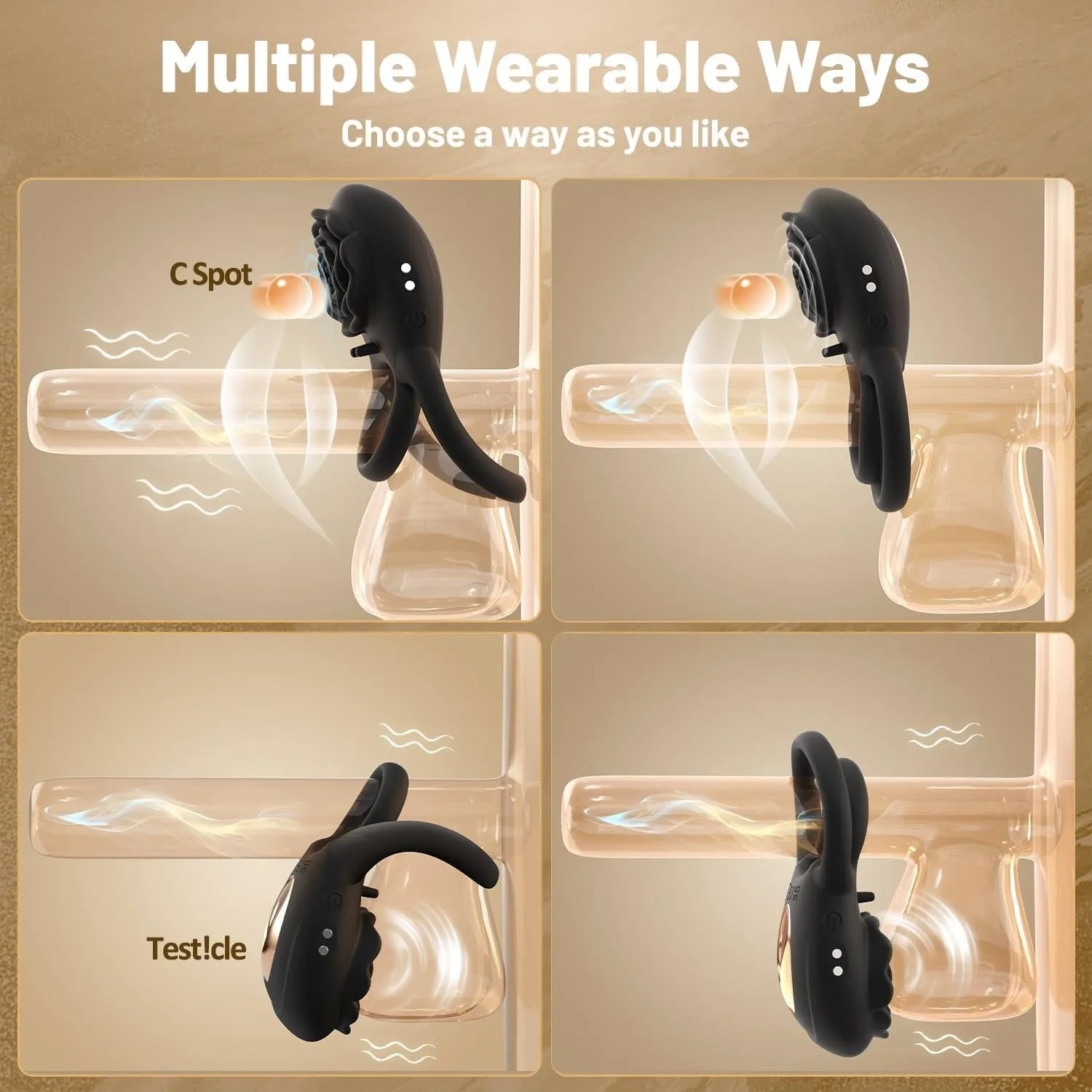RoseRide - Vibrating Cock Ring Silicone Penis Ring with Rose Clitoral Vibrator for Couple Pleasure