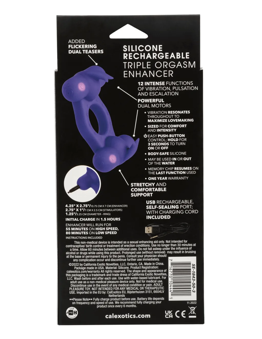 Silicone Rechargeable Triple Orgasm Enhancer