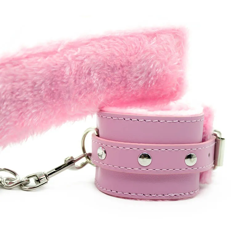 SM Leather Plush Pin Buckle Handcuffs and Footcuffs Bondage Toys