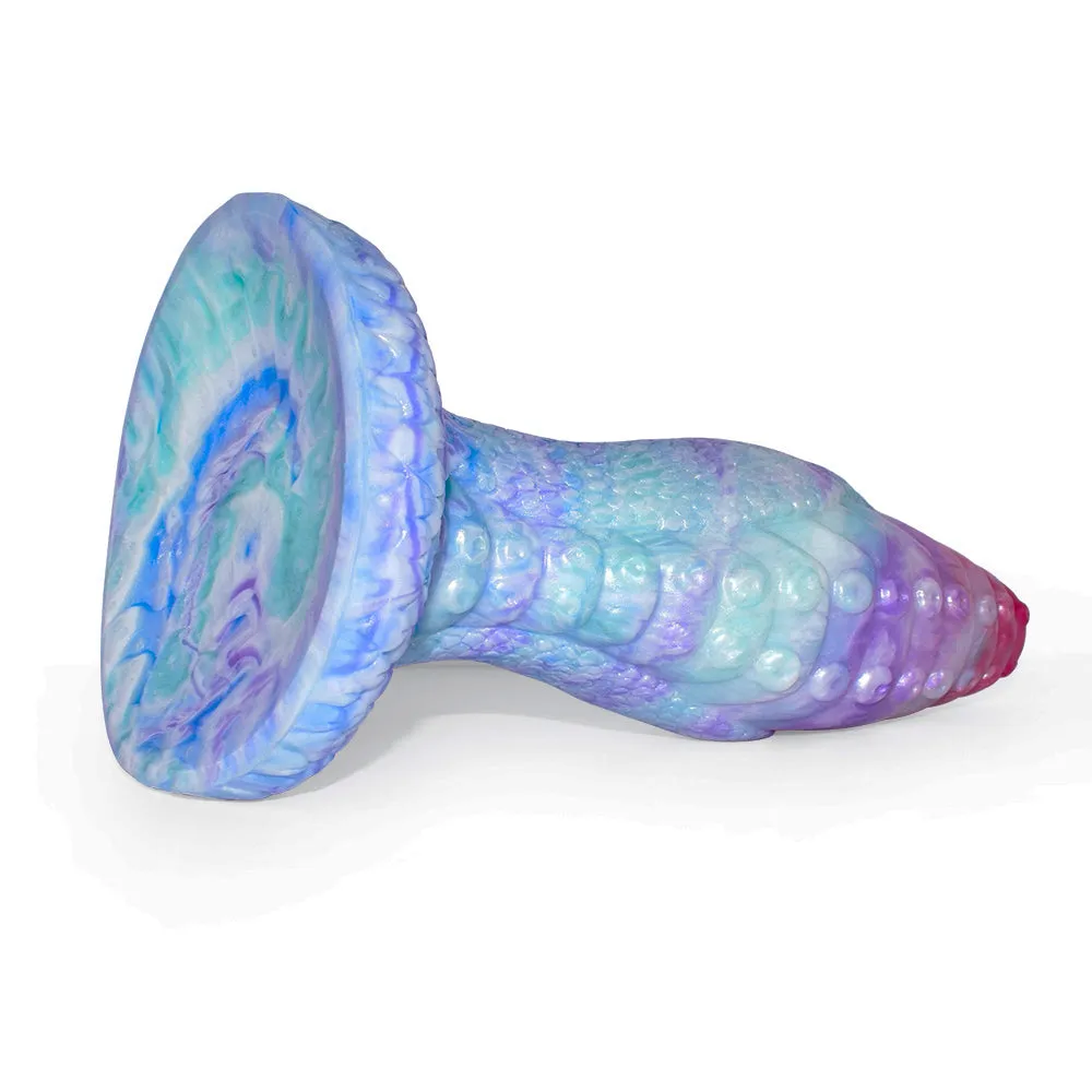 Snake Scale Thick Dildo With Sucker Flexible Cyan Octopus Tentacles Texture