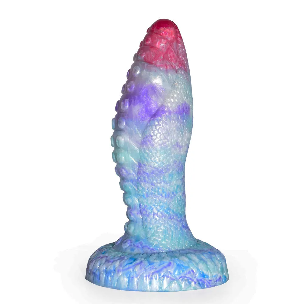 Snake Scale Thick Dildo With Sucker Flexible Cyan Octopus Tentacles Texture