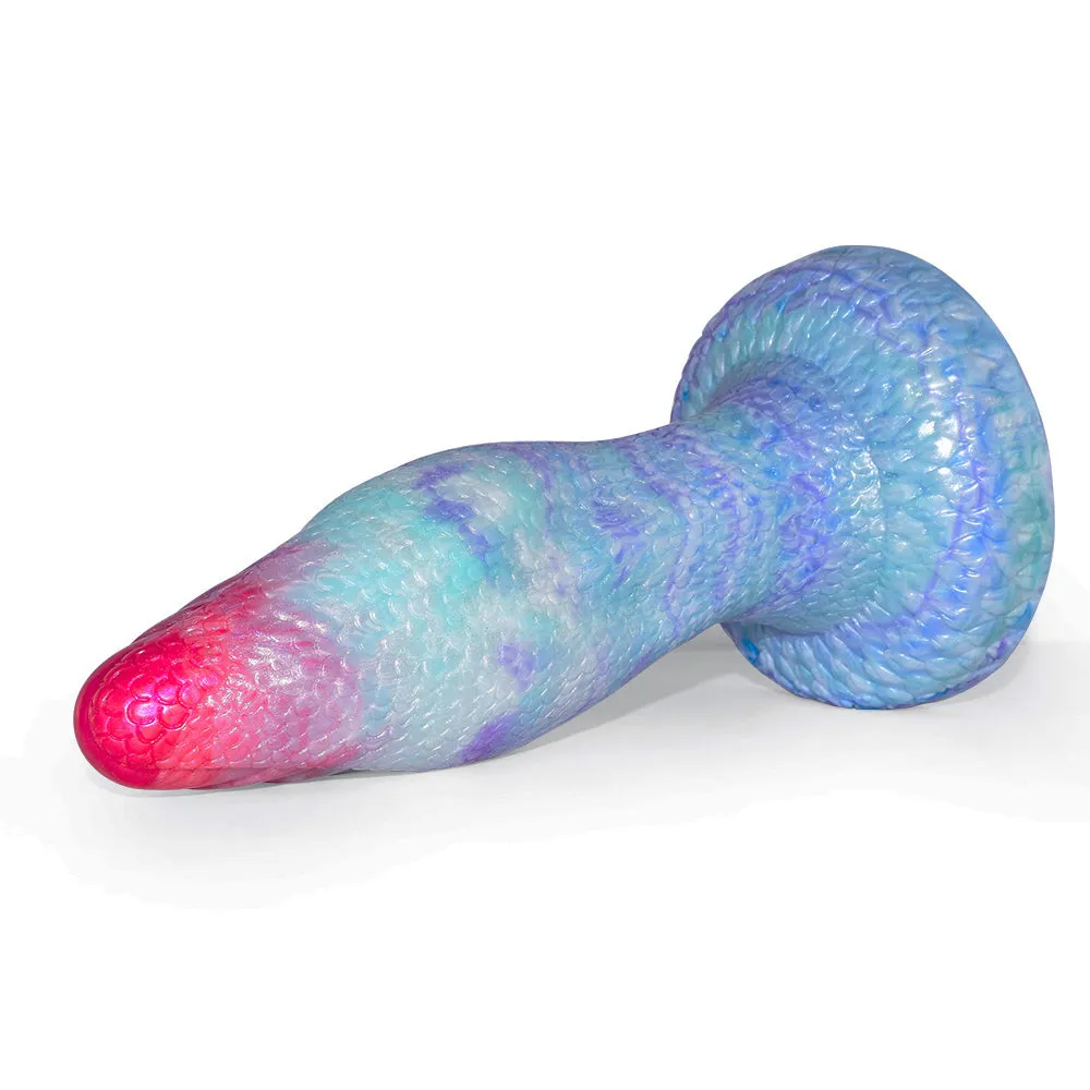 Snake Scale Thick Dildo With Sucker Flexible Cyan Octopus Tentacles Texture