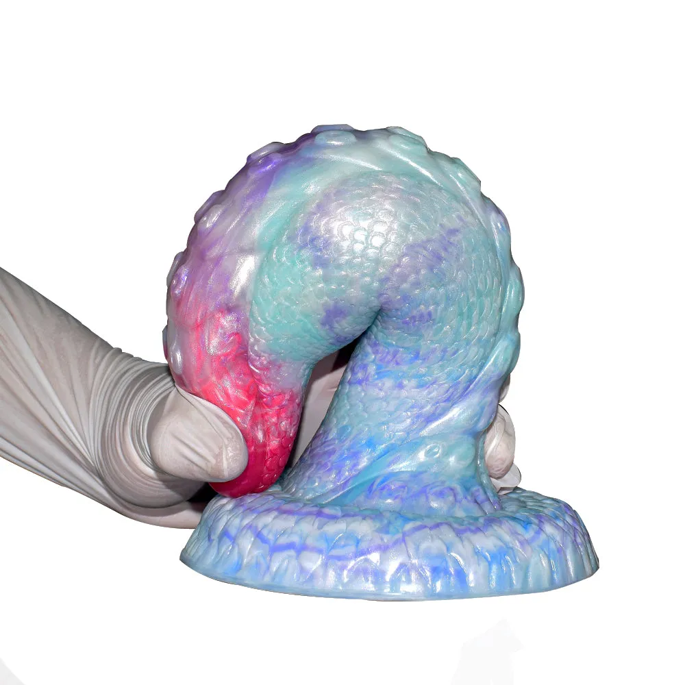 Snake Scale Thick Dildo With Sucker Flexible Cyan Octopus Tentacles Texture