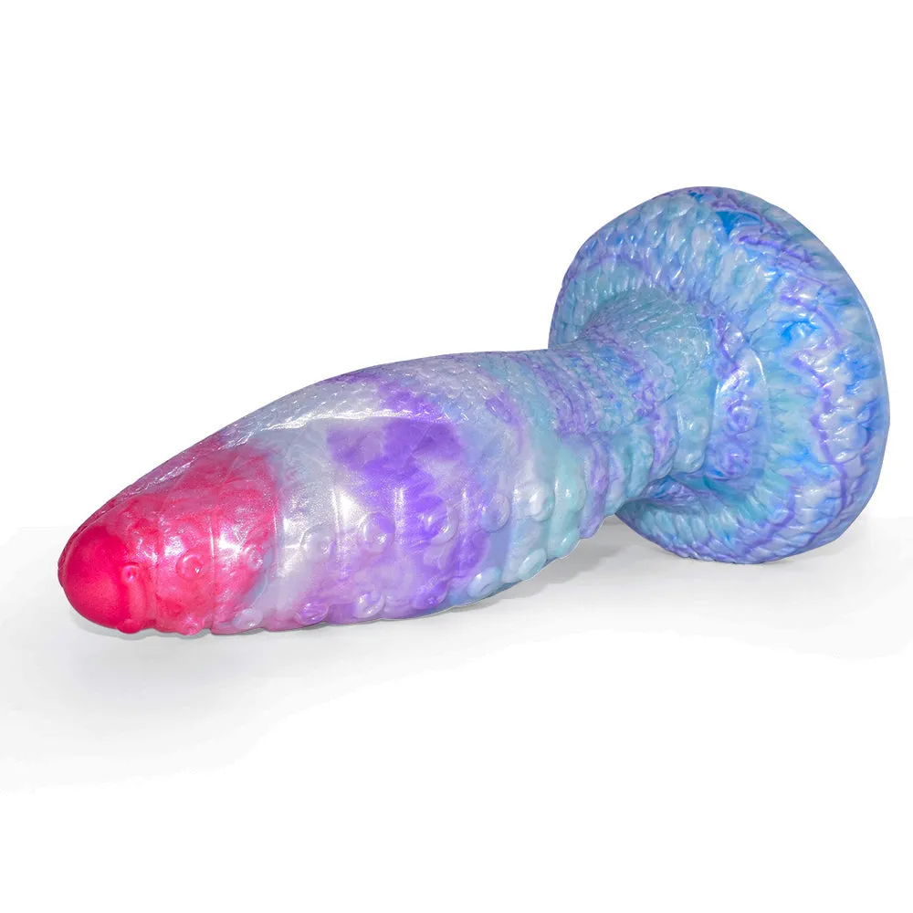 Snake Scale Thick Dildo With Sucker Flexible Cyan Octopus Tentacles Texture