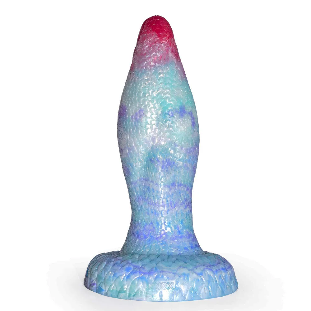 Snake Scale Thick Dildo With Sucker Flexible Cyan Octopus Tentacles Texture