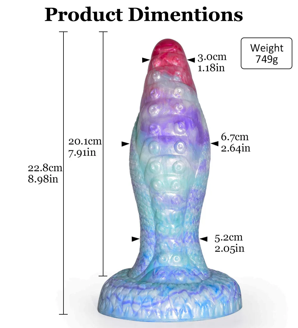 Snake Scale Thick Dildo With Sucker Flexible Cyan Octopus Tentacles Texture