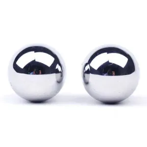 Stainless Steel Silver Duo Orgasm Balls with Storage Pouch