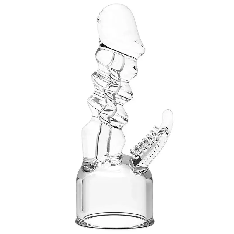 Stretchy Clear Flexible Super Dong Wand Attachment with Clit Stim