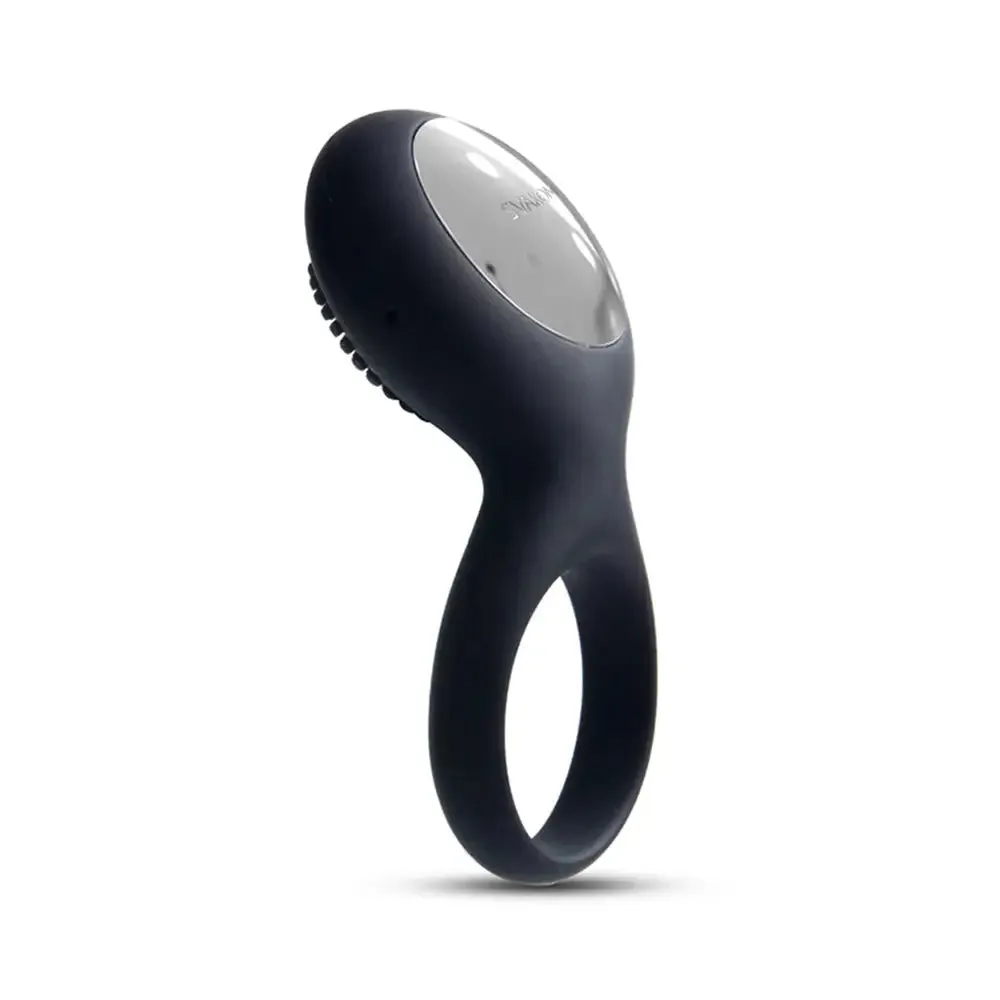 Svakom Silicone Black Rechargeable Mini Vibrating Cock Ring