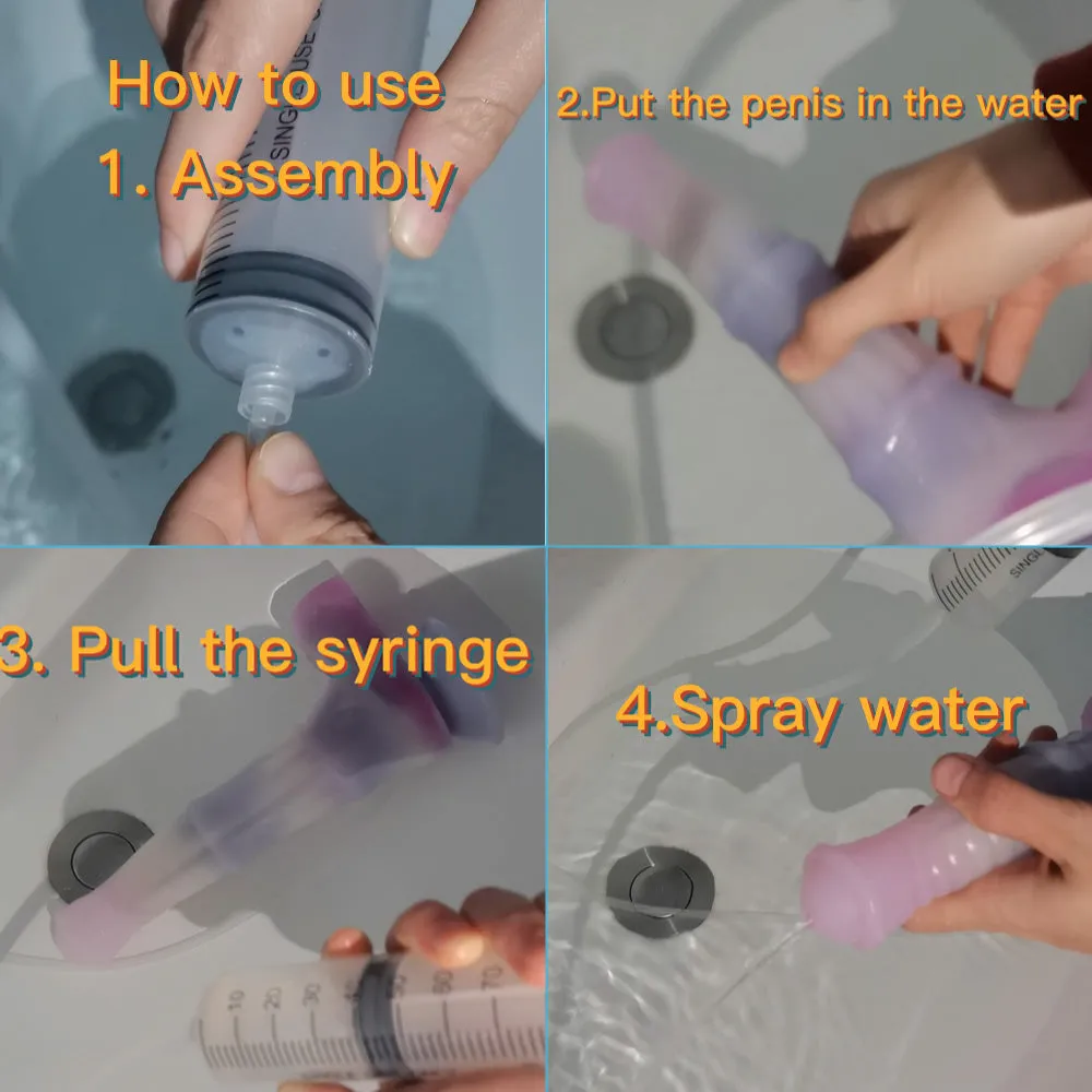 Thick Ejaculation Dildo Jellyfish Color Werwolf Dildo Syringe With Suction Cup