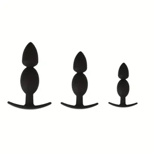 Unisex Anal Plug Set 3 Water Drop Anchor Shaped Silicone Flirting Adult Toy