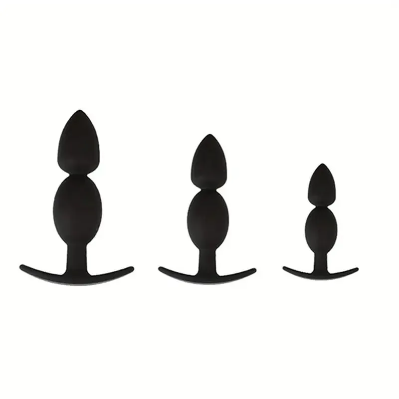 Unisex Anal Plug Set 3 Water Drop Anchor Shaped Silicone Flirting Adult Toy