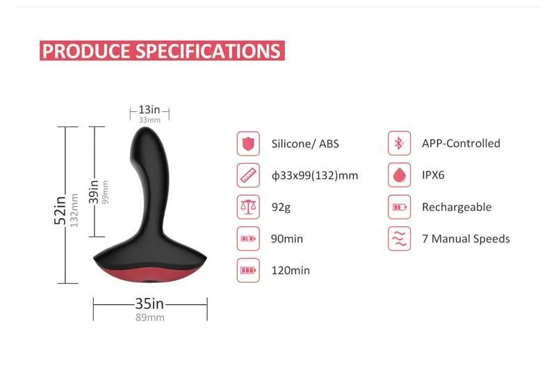 Vibrating Prostate Massager Smart Anal Plug Bluetooth Vibrator Plugs
