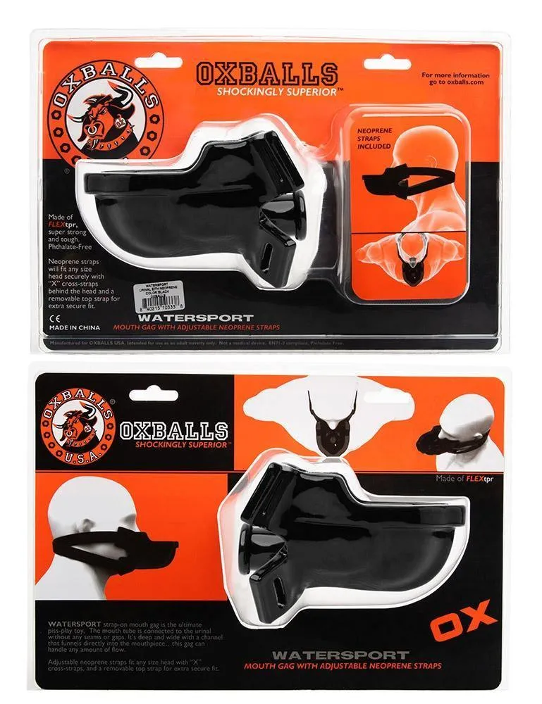 Watersport Mouth Gag with Adjustable Neoprene Straps. Black