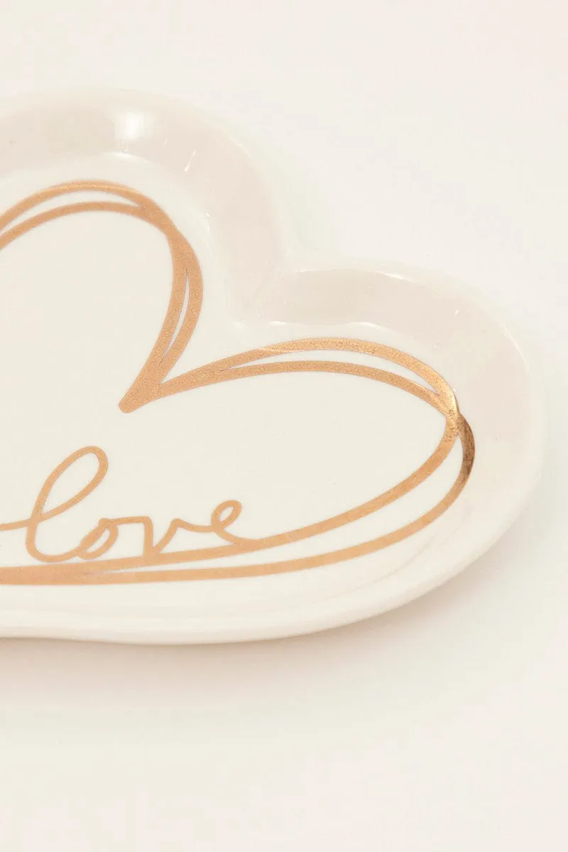 White Heart Shaped Trinket Dish