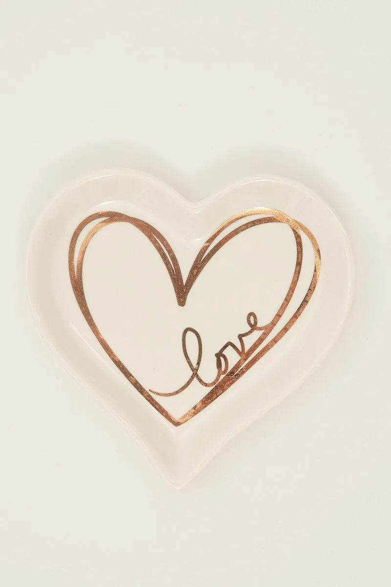 White Heart Shaped Trinket Dish