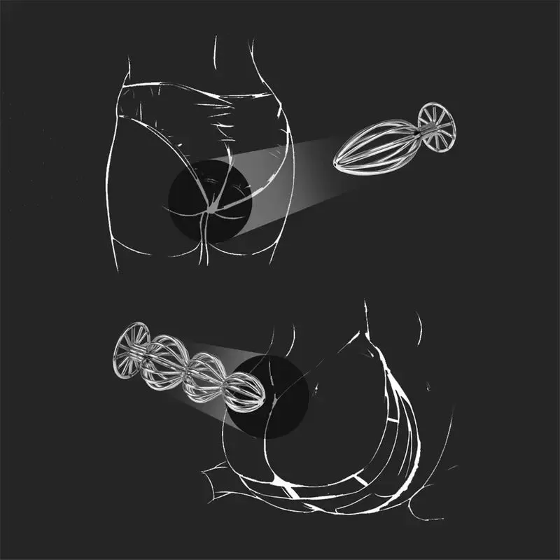 Women Men Anal Plug Hollow Metal Gourd Shaped Butt Plug Stopper Toy