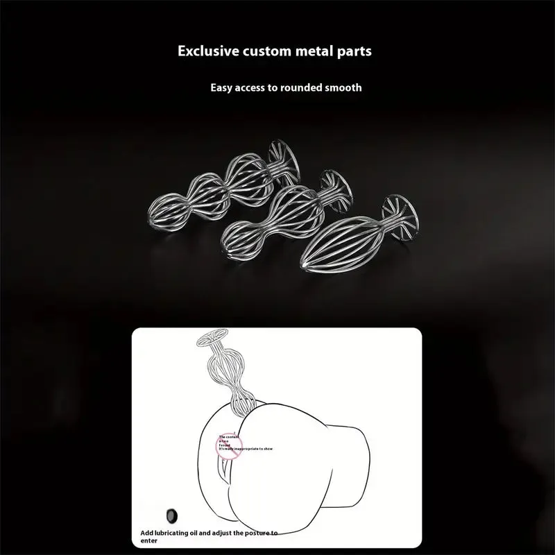 Women Men Anal Plug Hollow Metal Gourd Shaped Butt Plug Stopper Toy